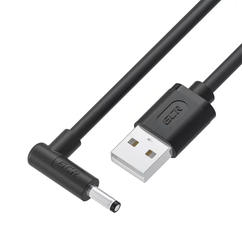 GCR Кабель питания 2.0m USB AM / DC 3.5х1.35 mm угловой, черный, GCR-56036