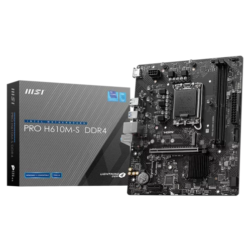 Материнская плата MSI PRO H610M-S DDR4 H610, LGA1700, 2*DDR4, 1*PCIEx16, 1*PCIEx1, 1*M.2, 2*USB3.2Gen1, 4*USB2.0, 2*SATA3.0, 1G, HDMI, M-ATX, RTL