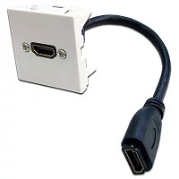Вставка Mosaic 45x45 с адаптером HDMI с удлинителем, мама-мама, белая (LAN-SIP-23HDMI-WH)