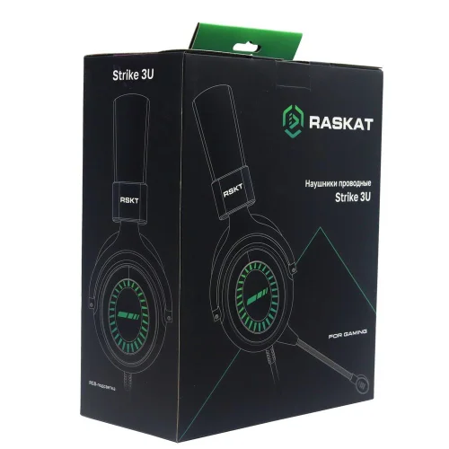 Наушники Raskat Гарнитура Raskat Strike Strike 3U 7.1 Virtual Suround Sound Gaaming Headsets with RGB LED Backlight Speaker: Neodymium Magnet, D=40mm, 32oHm; Microphone: MIC BOM with 6027 microphone; Operation Control: Inline Control with Volumne Control фото 7