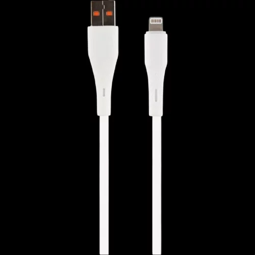PERFEO Кабель USB A вилка - Lightning вилка, 2.4A, белый, силикон, длина 1 м., ELASTIC (I4338)