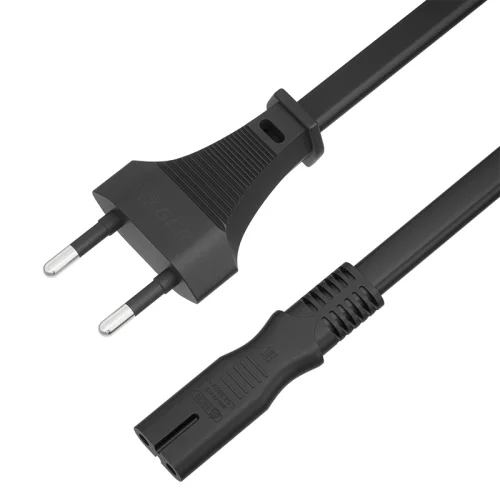 GCR Кабель питания 1.0m, CEE 7/16 / IEC C7, черный, 2*0,5mm, GCR-54292