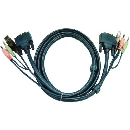 Кабель KVM USB(тип А Male)+DVI-D(Male)2хАудио(Male) <-> USB(тип B Male)+DVI-D(Male)+2хАудио(Male) 3м., черный./ CABLE DVI/USB B/MC.SP-DVI/USB A 3M (2L-7D03UD)