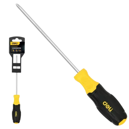 Отвертка Pozidriv Deli DL631003P PZ3x150мм сталь Cr-V, двухкомпонентная прорезиненная рукоять