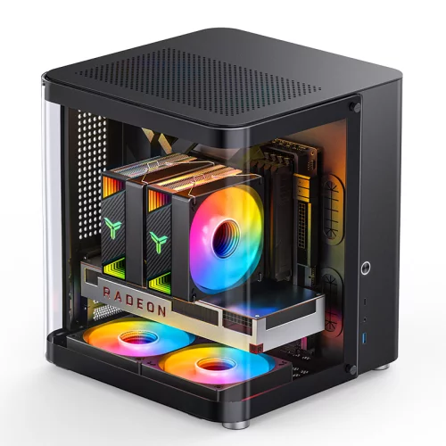 Корпус без блока питания/ Case JONSBO TK-1 Black 2.0, Mini-Tower, no fan, 1xUSB-A 3.2 + 1xUSB-C 3.2, mATX, mITX Black