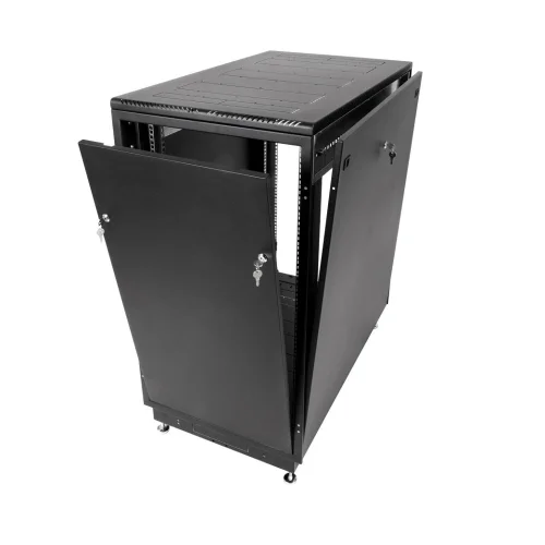 Шкаф телекоммуникационный напольный 18U (600x600) дверь стекло, цвет чёрный (ШТК-М-18.6.6-1ААА-9005) фото 2