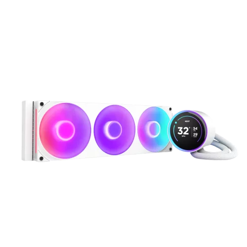 Система жидкостного охлаждения для ПК/ Water Cooling System NZXT Kraken Elite 420 RGB (350W, 420mm, LED temp., White/ Fans: 3x140mm, 98.61CFM, 34.5dBA, 2000RPM/ Pump height 65mm, 2800RPM, Rad thicknes (RL-KR42E-W2)