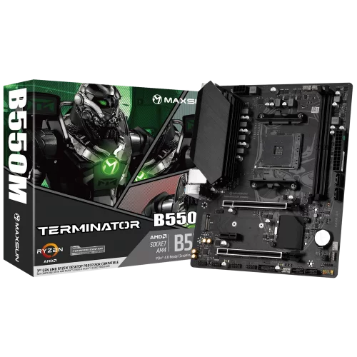 Материнская плата Maxsun MS-Terminator B550M B550, AM4, 2*DDR4, 1*PCIEx16, 1*PCIEx4, 1*PCIEx1, 1*M.2, 4*USB3.2Gen1, 6*USB2.0, 4*SATA3.0, 1G, VGA, HDMI, M-ATX, RTL (6940709669754)