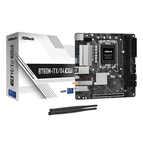 ASROCK B760M-ITX/ D4 WIFI, LGA1700, B760, 2*DDR4, HDMI+DP, 4xSATA3 6.0 (RAID), M.2 Socket, USB 3.2, USB2.0, Type-C, mITX (B760M-ITX/D4 WIFI)
