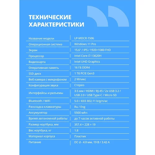 Ноутбук CBR LP-MDCR-1506 15.6