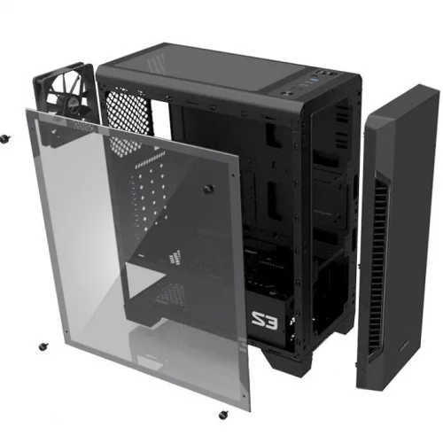 Корпус Zalman S3, черный, без БП, 2x3.5