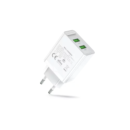 Сетевое зарядное устройство Vention на 2 порта USB (A+A) QC 3.0 Белый (FBAW0-EU)