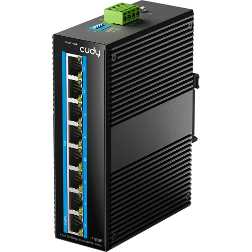 Промышленный коммутатор/ 8-Port 10/ 100M Aluminum Industrial PoE+ Switch, 8 10/ 100M Ports, 802.3at/ af, Din-rail design, Power supply: DC 9.6~57V work temperature:-40°C-75°C, Power Adapter Not Included (IF1008P)
