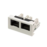 Вставка Mosaic 22.5x45 2xRJ45 Cat.6, белая (LAN-WA-LP-2X45/6-WH)