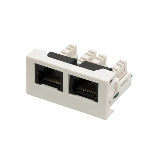 Вставка Mosaic 22.5x45 2xRJ45 Cat.6, белая (LAN-WA-LP-2X45/6-WH)