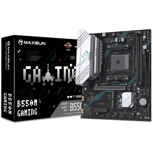 Материнская плата Maxsun MS-B550M GAMING WIFI B550, AM4, 2*DDR4, 1*PCIEx16, 1*PCIEx4, 1*PCIEx1, 2*M.2, 4*USB3.2Gen1, 6*USB2.0, 2*SATA3.0, 1G, DP, HDMI, M-ATX, RTL (6940709661901)