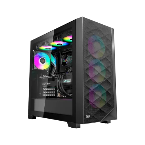 Корпус без блока питания/ Case PCCooler C3D510 BK ARGB, Midi-Tower, TG, Mesh, 3x120mm ARGB, 2xUSB-A 3.0, E-ATX, ATX, mATX, mITX Black фото 4