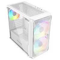Powercase Mistral Micro A3B ARGB, Tempered Glass, 2x 140mm ARGB PWM+1x 120mm ARGB PWM, белый, mATX (CMMAW-A3)
