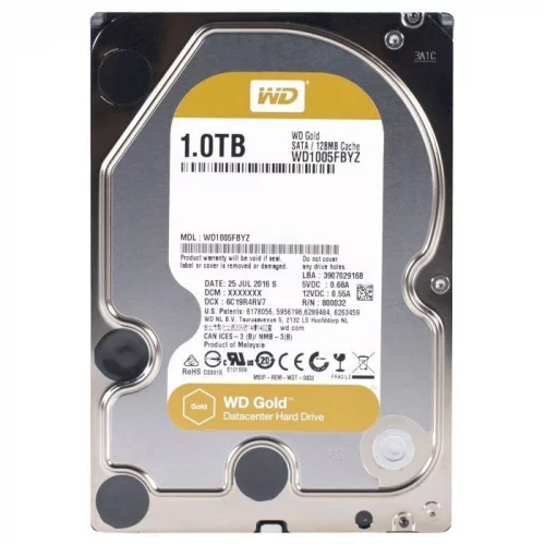 Жесткий диск/ HDD WD SATA3 1TB Gold 7200 RPM 128mb ( clean pulled) 1 year warranty (WD1005FBYZ)