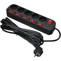 BURO Сетевой фильтр 5 розеток (500SH-5-SW-B) 5м, черный коробка {1159730}