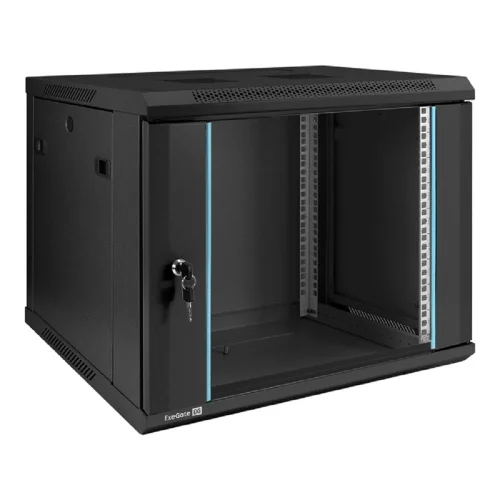 Exegate EX298607RUS Шкаф телекоммуникационный 19 настенный 9U ExeGate EC-WM-9U.450.G.BLACK (19”, 9U, 600x450x500mm (ШхГхВ), передняя дверь закаленное стекло, съемные боковые панели, пыле- и влагозащи