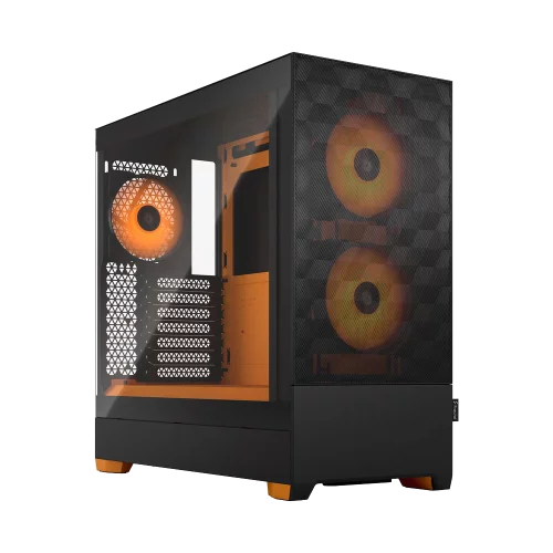 Корпус ПК без блока питания/ Case Fractal Design Pop Air RGB Orange Core TG Clear Tint, Midi-Tower, 3x120mm RGB, 2xUSB-A 3.2 ATX, mATX, mITX Black/ Orange (FD-C-POR1A-05)