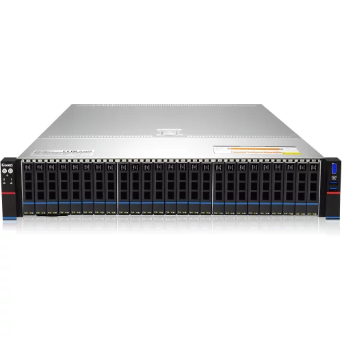 Серверная платформа/ Gooxi SR201-D25RE 2U 25 bay server with expander bp,based on AMD 7003 2 riser cards of PCIe4.0(X32 to x16x8) 2x rear SAS/ SATA 2x rear NVME 1300W 1+1 PSU EU power cables rail kit (0.96.002.1008)