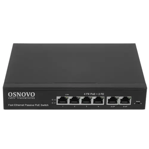 SW-20600/ A(80W) Passive PoE коммутатор Fast Ethernet на 6 портов. (OSN-13428)