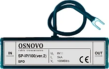 Устройство грозозащиты OSNOVO SP-IP/100(ver.2) Устройство грозозащиты для локальной вычислительной сети (скорость до 100 Мб/с), 1 вход (RJ45-мама), 1 выход (RJ45-мама). Максимальное рабочее напряжение 6V. Номинальный ток пр
