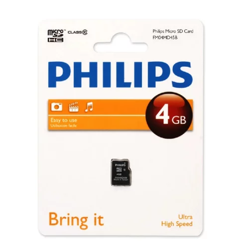 Micro SecureDigital 4GB PHILIPS microSDHC Class 10 (FM04MD45B/97)