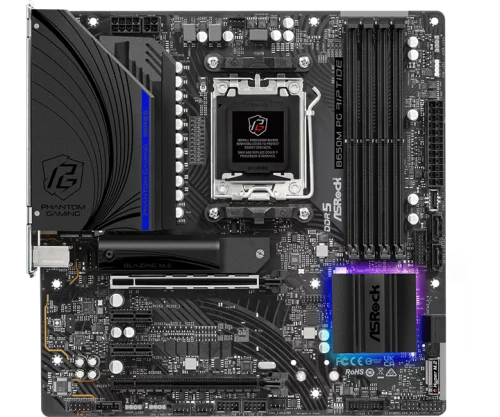 Материнская плата ASROCK B650M PG RIPTIDE, AM5, B650, 4*DDR5, 4*SATA, 2*M.2, 3*USB 3.2, 4*USB 2.0, Type-C, 2*PCIx16, 2*PCIx1, HDMI+DP, mATX