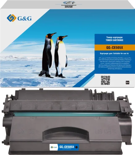 Картридж G&G GG-CE505X CE505X черный (6500стр.) для HP LaserJet P2055; LaserJet Pro 400 M401/MFP M425 с чипом Canon i-SENSYS LBP6300dn/6310dn/6650dn/6670dn/6680x/MF5840dn/MF5880dn/MF5940dn/MF5980dw;6600/6650