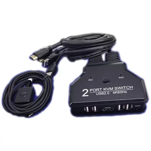 ORIENT HS21HC, HDMI KVM переключатель на 2 устройства, порты HDMI + 2xUSB (клавиатура+мышь) + 2xUSB 2.0, поддержка 4K@60Hz, встроенные кабели 2xHDMI+2xUSB2.0 1.2 метра, (33330) фото 2
