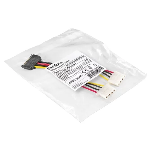 Exegate EX294795RUS Кабель питания SATA ExeGate EX-CC-SATAM2MF-0.15 (15pin M/ 2xMolex F, 0,15м) фото 3