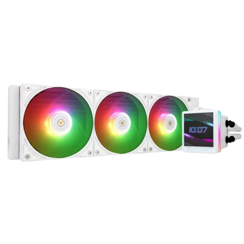 Водяное охлаждение для процессора/ Water Cooling System Thermalright Grand Vision 360 (360mm, LED, White, ARGB/ Fans: 3x120mm, 80.45CFM, 29.4dBA, 2150RPM/ Pump height 72.5mm, 6400RPM, Rad thickness 27 (G-VISION-WH-360-ARGB)