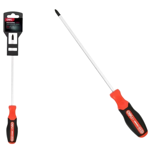 Крестовая DL3463 PH2x200мм сталь S2, матовый стержень, двухкомпонентная прорезиненная рукоять