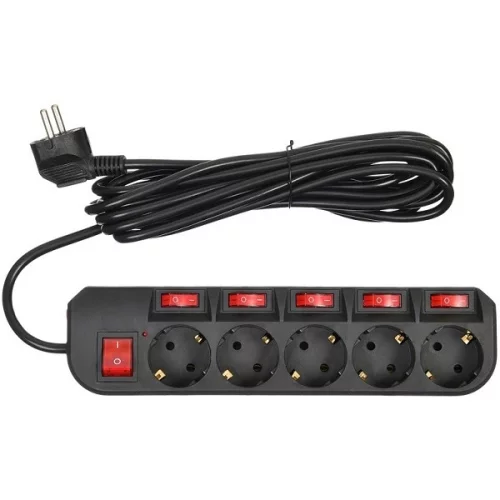 Сетевой фильтр Buro 500SH-5-SW-B 5м (5 розеток) черный (коробка) фото 2