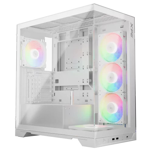 Корпус XPG INVADER X WHITE (INVADERXMT-WHCWW) Mid-Tower Gaming ATX PC Case with Panoramic View, Tempered Glass Panels, and RGB Lighting Black