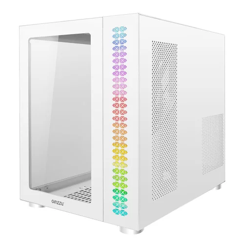 Ginzzu V560 RGB подсветка, закаленное стекло 1*USB 3.0,1*USB 2.0, AU Белый ATX фото 2