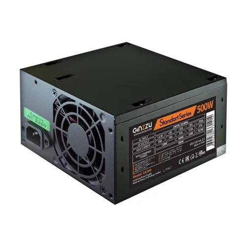 Блок питания Ginzzu БП Ginzzu SA500 ATX v2.3, 500W, 80mm, 24+4pin, 3xSATA, 3xMolex, Black OEM (508207)