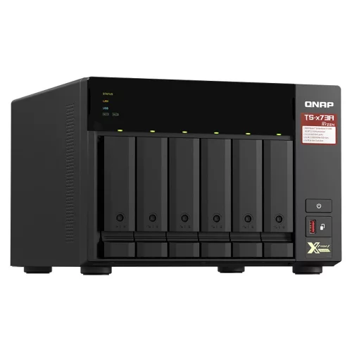 Сетевое хранилище без дисков/ SMB QNAP TS-673A-8G NAS, 6 trays 3,5/2,5, 2x2,5 GbE BASE-T, 2 x M.2 NVMe 2280 slots, quad-core AMD Ryzen V1500B 2,2 GHz, 8 GB SO-DIMM DDR4 (1 x 8 GB) up to 64GB (2x32 GB) фото 3