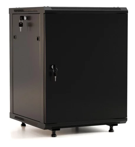 Hyperline TWB-FC-2266-SR-RAL9004 Шкаф настенный 22U 1098x600х600мм, металлическая передняя дверь с замком, две боковые панели, с возможностью установки на ножки (в комплекте), цвет черный (RAL 9004) (разобранный) (076021)