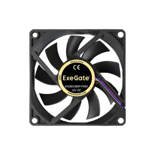 Exegate EX288924RUS Вентилятор ExeGate EX08015B4P-PWM (80x80x15 мм, 2-Ball (двойной шарикоподшипник), 4pin, PWM, 24dBA) фото 2