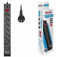 Сетевой фильтр Buro BU-SP5_USB_2A-B 5м (6 розеток) черный (коробка)