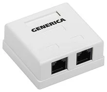 Розетка инф. настенная RJ45 кат. 5Е UTP 2 порта GENERICA (CS2-1C5EU-22-G)