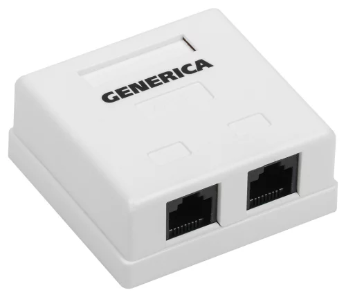 Розетка инф. настенная RJ45 кат. 5Е UTP 2 порта GENERICA (CS2-1C5EU-22-G)