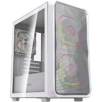 Powercase Корпус Mistral SM06 ARGB, Tempered Glass, 3x120mm ARGB PWM fans, белый, mATX (CMMSM06W-A3)