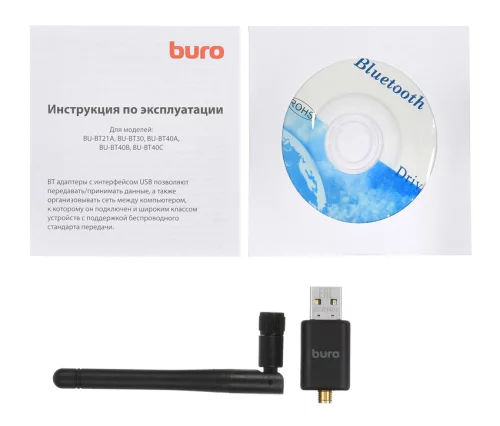 Адаптер USB Buro BU-BT40C BT4.0+EDR class 1 100м черный (BT40С) фото 3