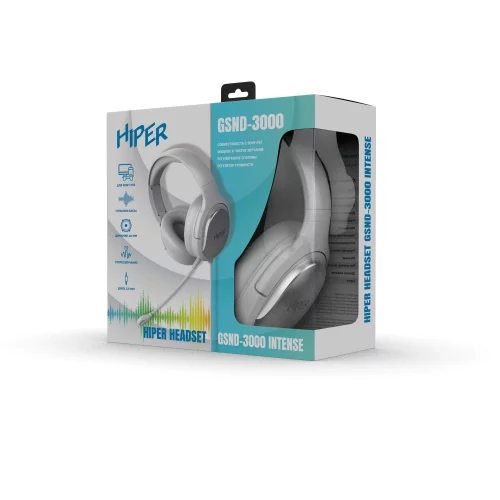 Гарнитура компьютерная игровая HIPER GSND-3000 White (Стерео, 40мм, mini-jack 3.5мм, регулировка оголовья, кабель 2м, белый) фото 6