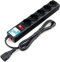 Фильтр-удлинитель Power Cube 1,9м д/подкл. к UPS(C14) 5 роз., 10А черный/граффит/ Surge protector Power Cube 1.9m for conn. to UPS(C14) 5 outlets, 10A black/graffite (SPG5-B2)